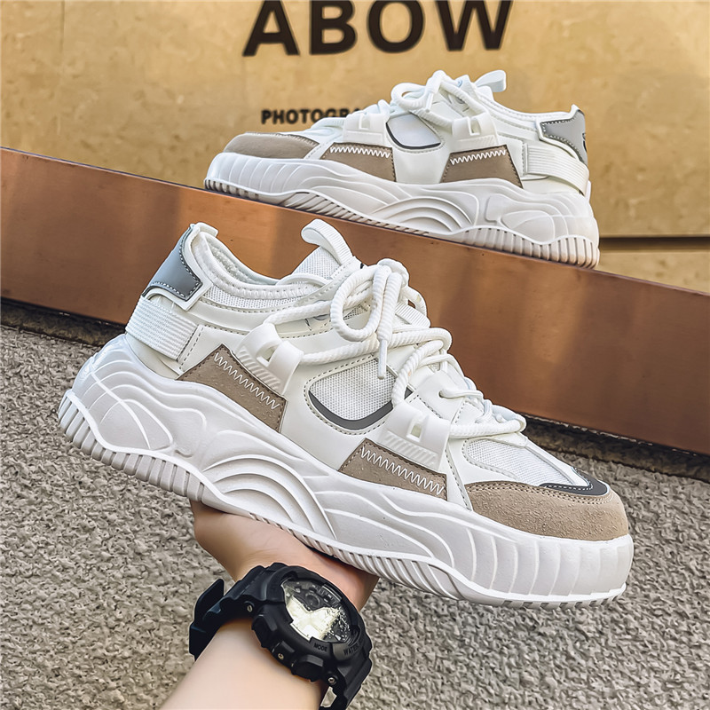 Modas de moda para hombres zapatos de suela gruesa zapatos de padres estudiantes de malla zapatos de alta resistencia al desgaste coreano