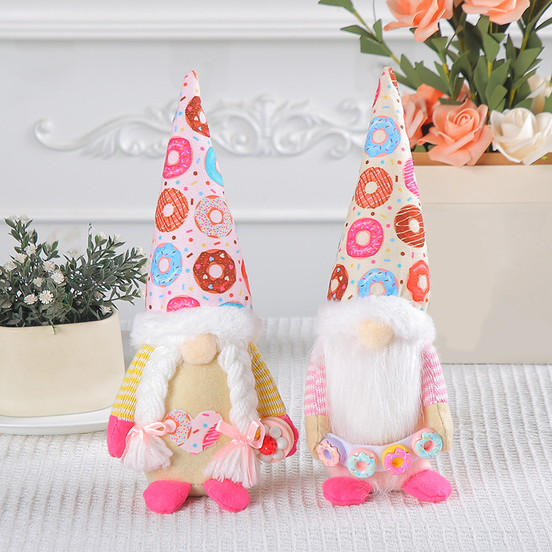Cross-border Christmas decoration 2023 new donut character elf hat dwarf doll party elderly faceless doll