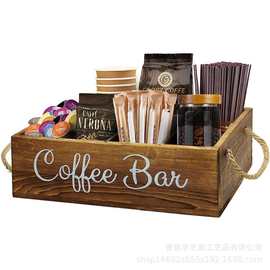 咖啡盒实木多功能收纳盒茶包吧台木质收纳架豆荚架储物篮杯分配器