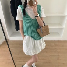 v领粗棒针针织马甲背心女2025春秋新款宽松外穿马夹叠穿毛衣坎肩