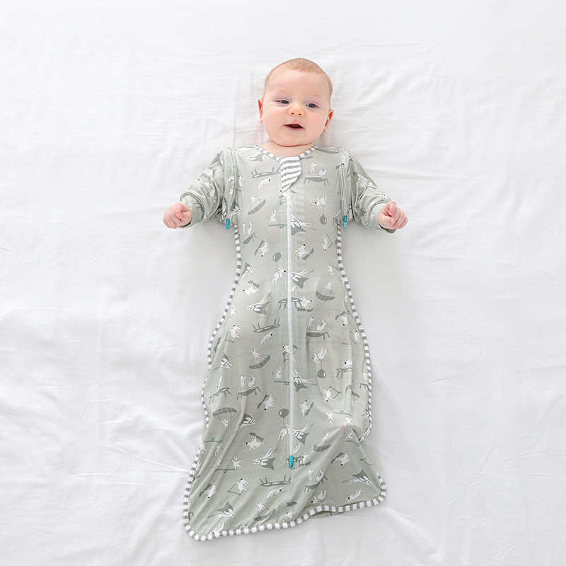 Newborn Swaddle Summer Thin Bamboo Fiber Baby Sleeping Bag Anti-Kick Quilt Baby Surrender Style Swaddle Anti-Jump