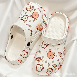 Pregnant Women's Cave Shoes Women's Summer Outer Wear 2024 New Non-slip Thick-soled Sandals Beach Shoes Women's Baotou Slippers