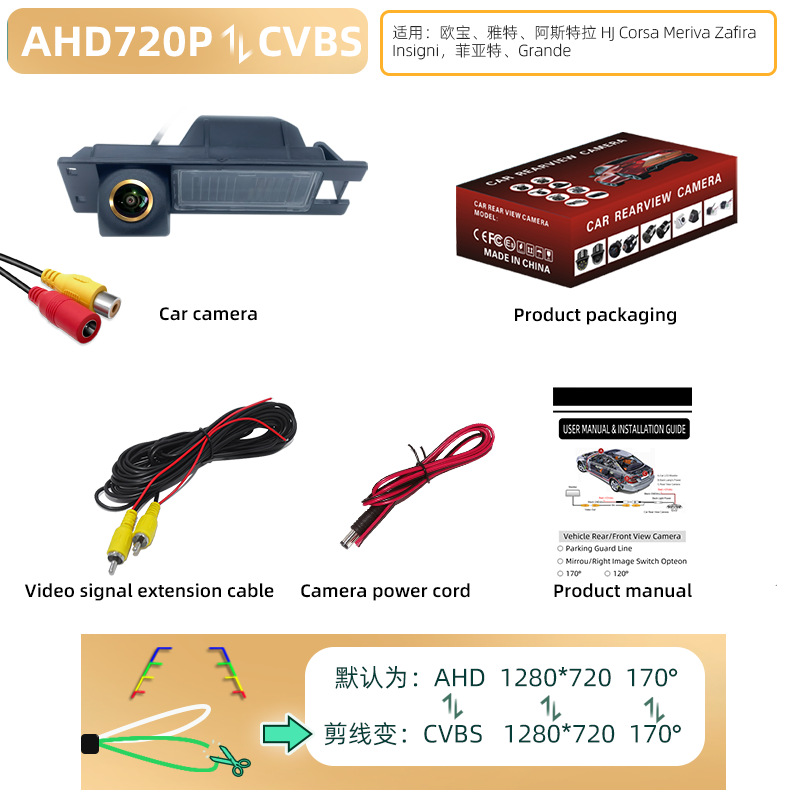 Fiat, Fiat Vehicle camera - gold-lens-opelastrafiat-ahd720p-cut-cvbs-dual-cut