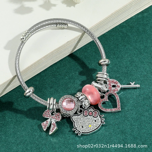 PD0076-2 full drill KT cat pink bracelet