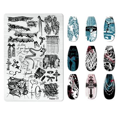 Dırnaq bəzəkləri Cat Nail Art Bow Cartoon - happy-077-with-back-plate