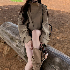 法式简约2025秋季新款英伦风 设计感立领短款韩系风衣外套女新款