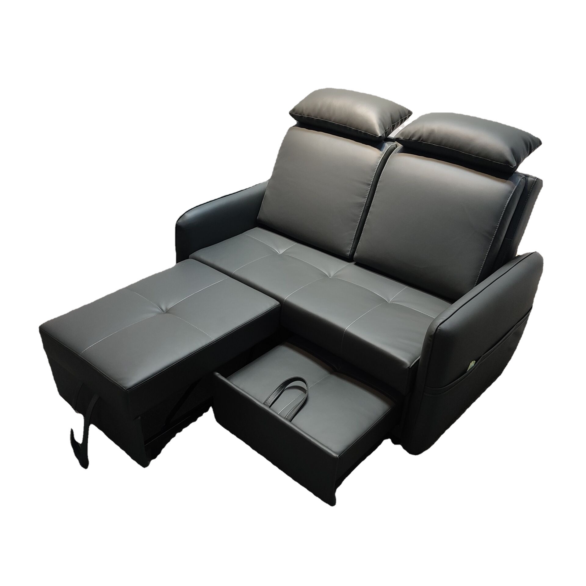 Sofá cama multifuncional plegable de Hong Kong, estilo de cuero, pequeño apartamento de alquiler, empuje y tirar, peinado