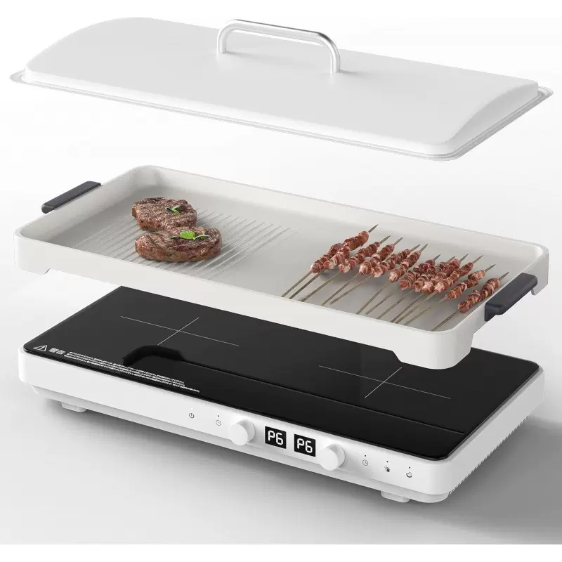 Double Induction Cooktop,110v 2 Burners Electric Cooktop, Po