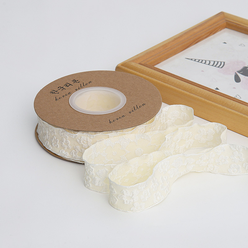 Flor embalaje cinta regalo embalaje vendaje engrosamiento encaje fresco creativo plisado flor en relieve cinta al por mayor