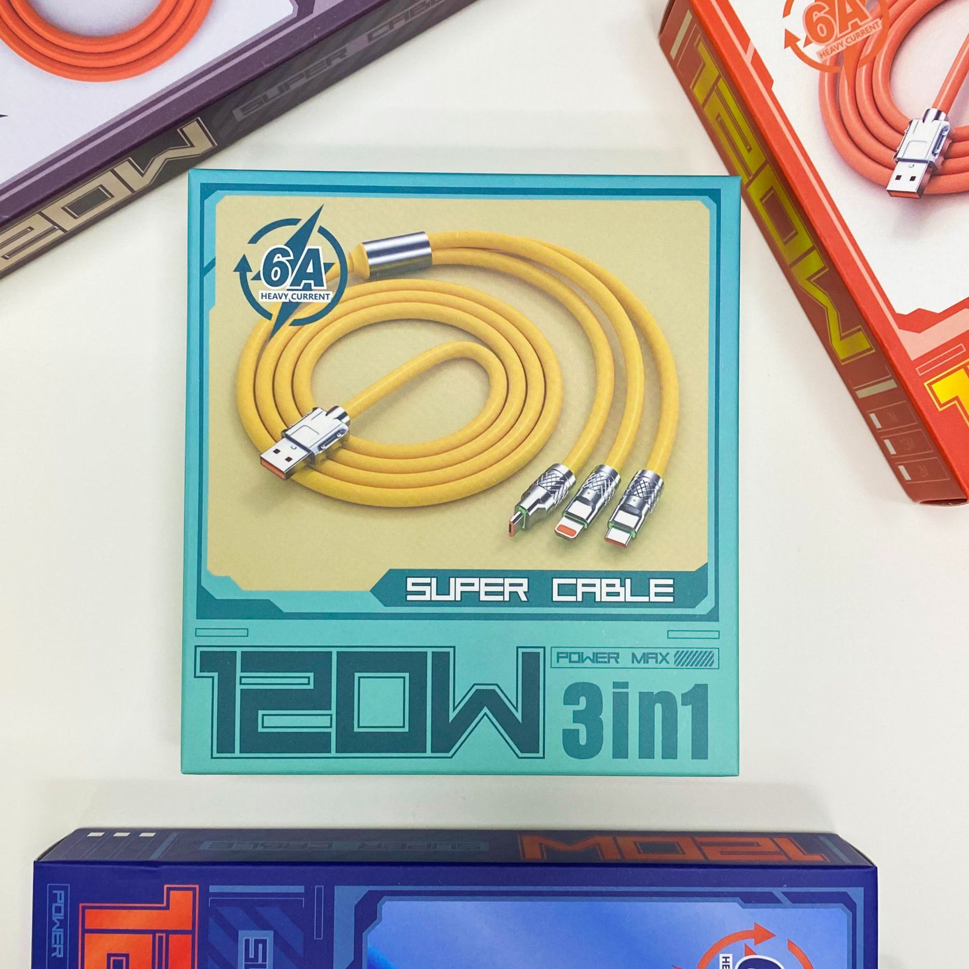 机客线包装盒机克线数据线包装盒120W锌合金一拖三数据线包装通用