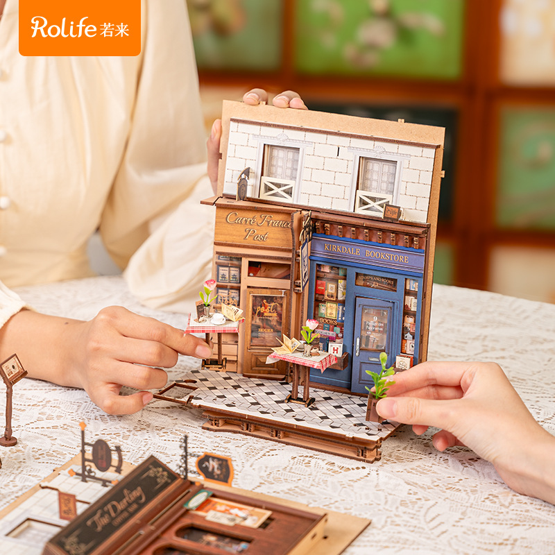 Rollife Ruo Lai Arcade's Covenant Book Li Diy House 3D 3D Puzzle National Tide Bloques de construcción Diy juguetes de ensamblaje