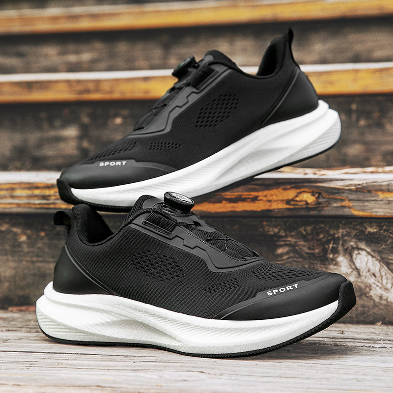 Cross-Border Large Size Fat Feet Fat Instep High Running Shoes Swivel Buckle Wide Toe Shoes Outdoor Wide Last Carbon Plate Sports Running Shoes for Men