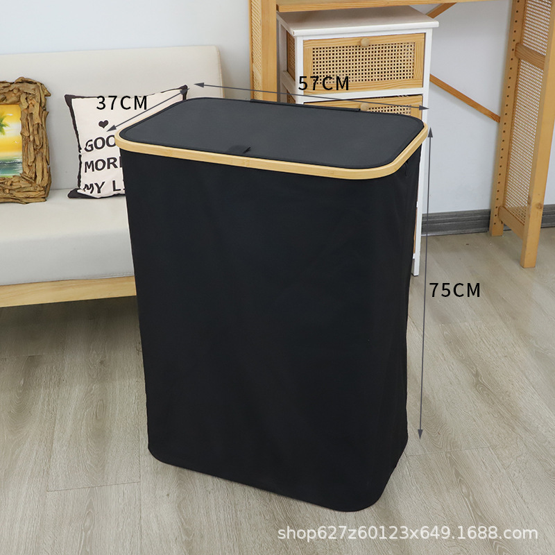 Cesta de ropa sucia de doble apertura de tela Oxford transfronteriza de Amazon, canasta de ropa de bambú impermeable de gran capacidad, canasta de almacenamiento, cubo de ropa sucia