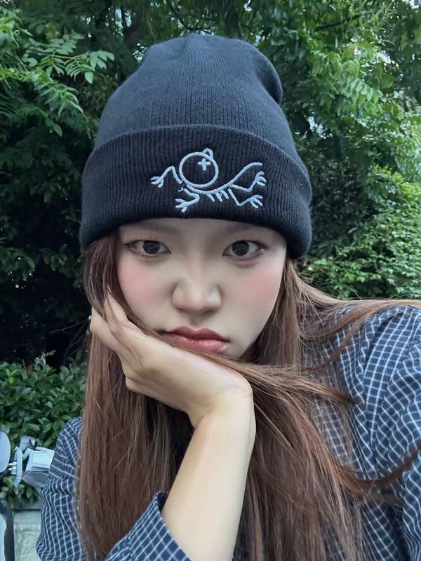 刺绣针织帽女秋冬毛线帽户外保暖冷帽厂家晴纶刺绣针织帽成人冬帽|undefined