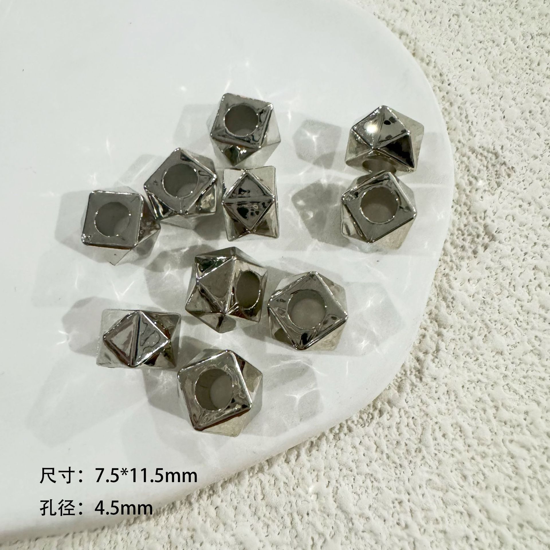 Plastic CCB multi-sided cube rhombus spacer beads geometric perforated cross-border DIY handmade jewelry bracelet necklace accessories