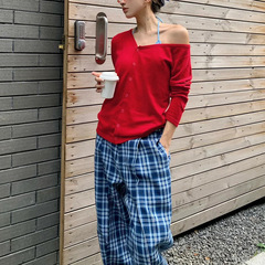 魔西女王斜肩修身内搭羊毛打底衫女2025秋冬季高级感辣妹洋气上衣