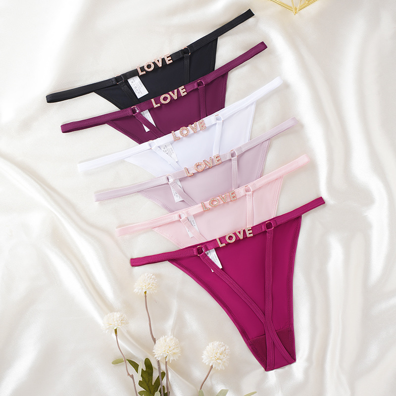 Amazon One-Piece Breathable Low-Waist Bikini Solid Color Comfortable European and American Sexy Women's Thin Panties