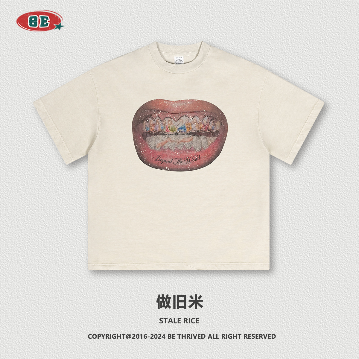 BE ropa de hombre 2025 verano algodón suelto tendencia camiseta hombre marca de moda americana pesado viejo estampado manga corta verano
