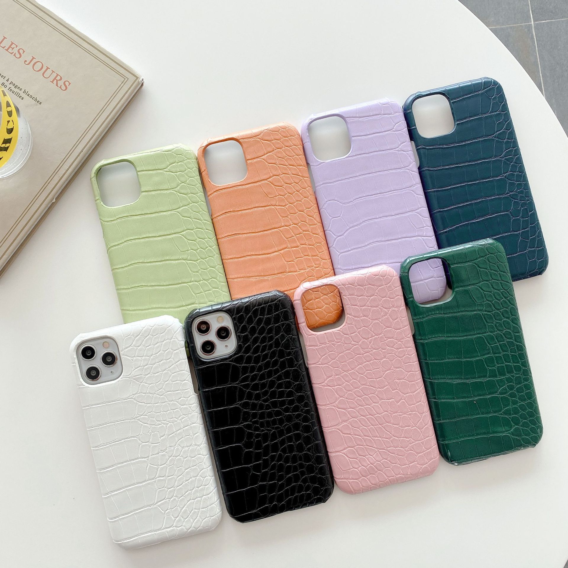 Crocodile Pattern Phone Case Suitable for iPhone 13/16 Pro Protective Cover Apple 15 Half-Cover Hard Case 17 Wholesale Trendy