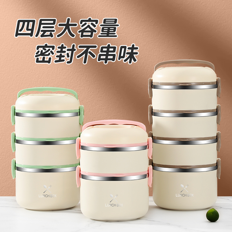 304 caja de almuerzo aislada de acero inoxidable estudiante trabajador de oficina multi-capa sellada conveniente caja de almuerzo aislado cubo olla al por mayor