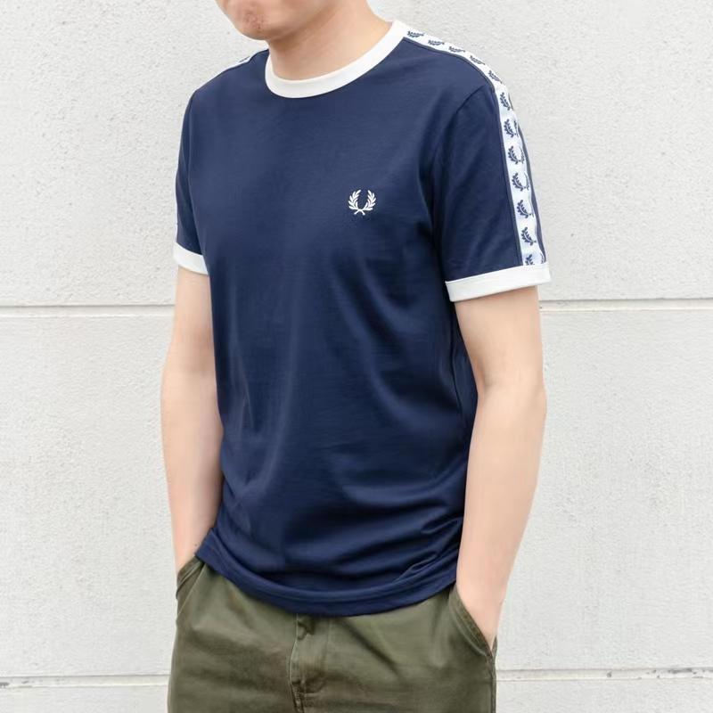 Fred Perry Summer Short-sleeved Couple's Cotton T-shirt New Style Wheat Ear Casual Trendy Internet Popular Super Hot T-shirt