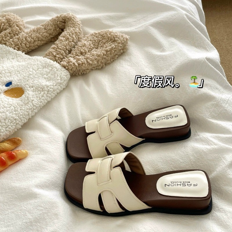Suave y grande para usar INS, zapatillas de altura de fondo grueso, zapatillas de playa transpirables antideslizantes de verano para mujeres