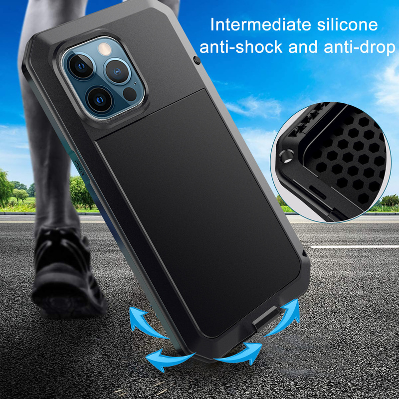 New Suitable for iPhone13promax Phone Case Metal Three-proof Life Waterproof Drop-proof Shockproof Protective Cover