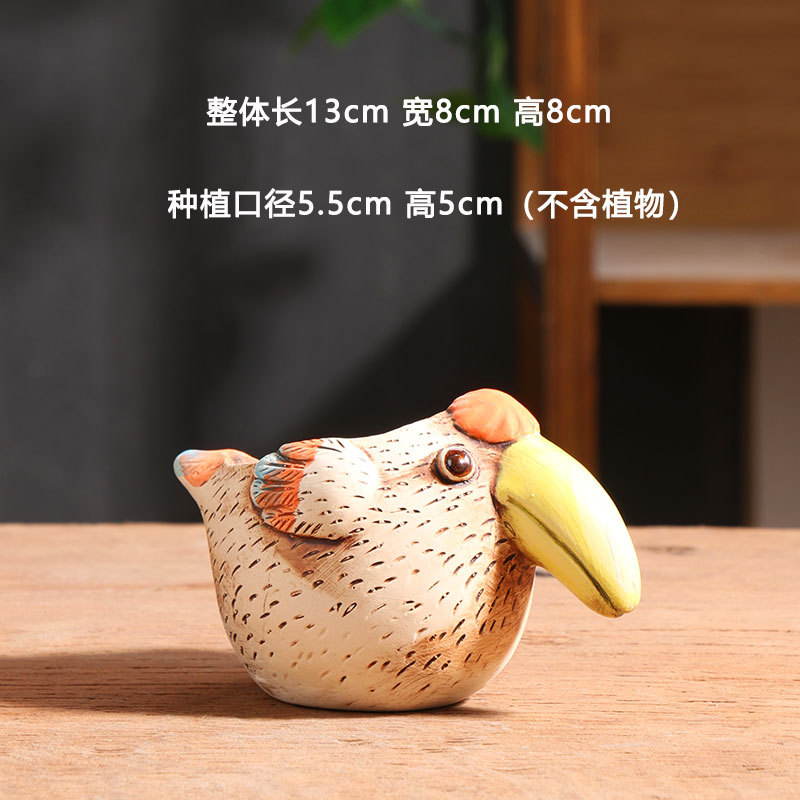 Tucán caricatura maceta de flores creativa personalidad de escritorio respirable animal cerámica maceta cerámica gruesa al por mayor