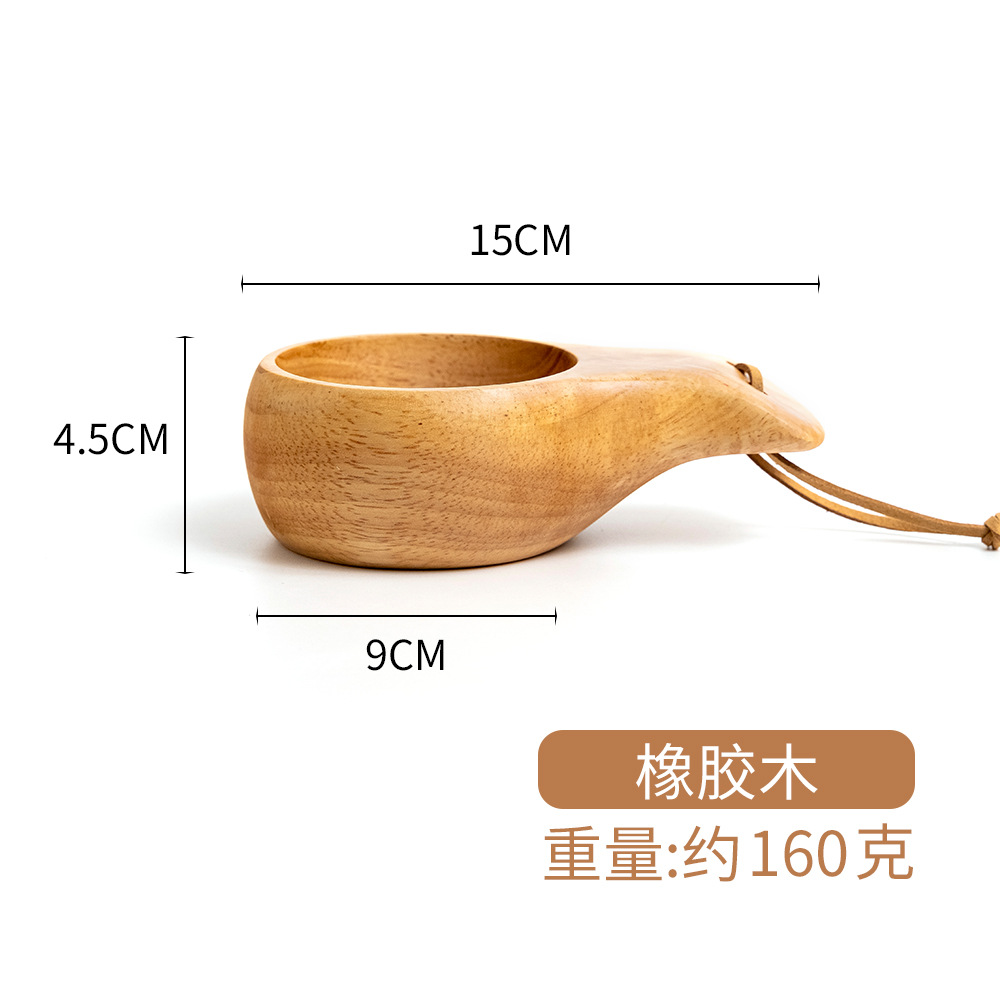 Taza de madera maciza nórdica creativa Taza de leche de desayuno para el hogar Ceremonia del té de madera Camping retro Taza de café portátil
