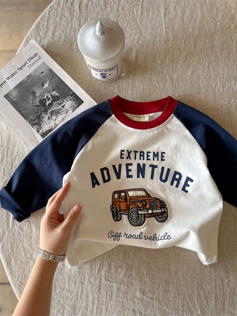 Детская осенняя мультяшная хлопковая базовая футболка для мальчиков, мужчин и женщин, западный стиль