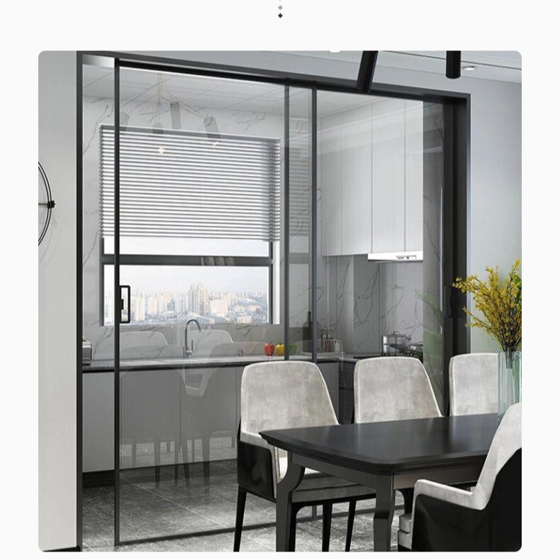 Factory multi-track linkage hanging rail door aluminum alloy very narrow frame sliding door bathroom bedroom kitchen bathroom partition Factory multi-track linkage hanging rail door aluminum alloy very narrow frame sliding door bathroom bedroom kitchen bathroom partition