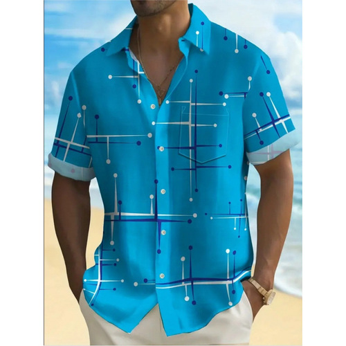 Cross-border independent station new fashion floral shirt summer men's clothing printed stand-up collar short-sleeve shirt Hawaiian shirt