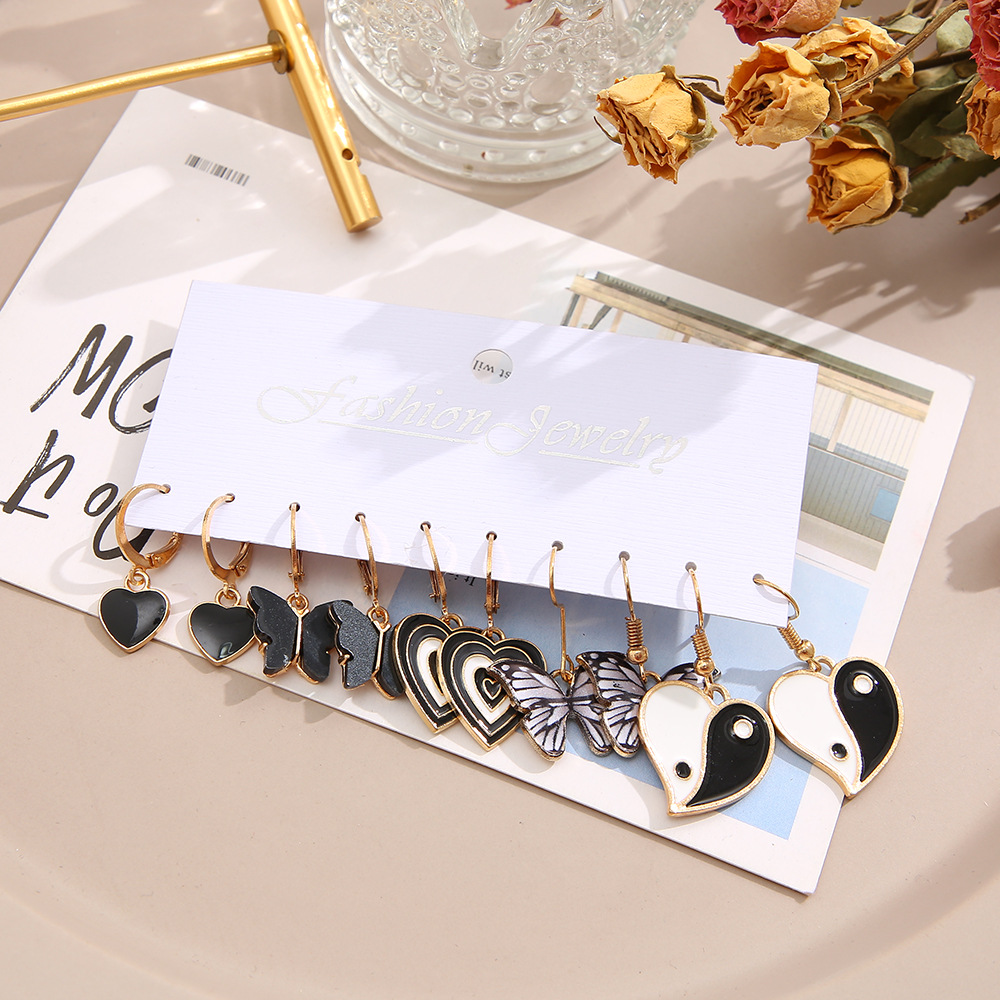 Sweet Gossip Heart Shape Butterfly Alloy Enamel Plating Drop Earrings