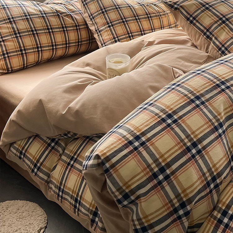 Juego de cuatro piezas de algodón 100 cama de dormitorio de algodón de tres piezas sábanas, edredón, funda de edredón, funda de edredón, cama individual para niños 4