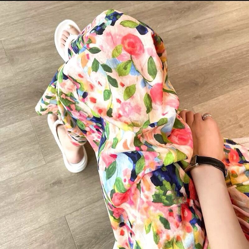 Cotton silk floral pajama pants for women, loose and thin, wide-leg, cool and lightweight, slimming, new large size for summer Cotton silk floral pajama pants for women, loose and thin, wide-leg, cool and lightweight, slimming, new large size for summer