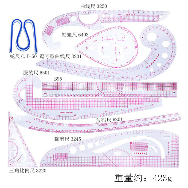 Diseño de ropa Regla de fabricación de patrones Regla de patrones Regla de patchwork Regla de corte Regla de corte Regla de arco Regla suave Regla de coser