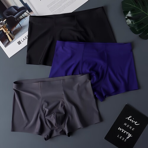 Summer Ice Silk Men's Underwear Thin Seamless Men's Straight Pants Youth Breathable Four Corner Pants