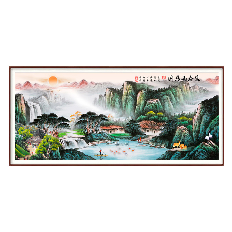 [Algodón importado] Mona Lisa Royal punto de cruz Fuchun Mountain residencia imagen paisaje pintura simple hilo grande bordado image 5
