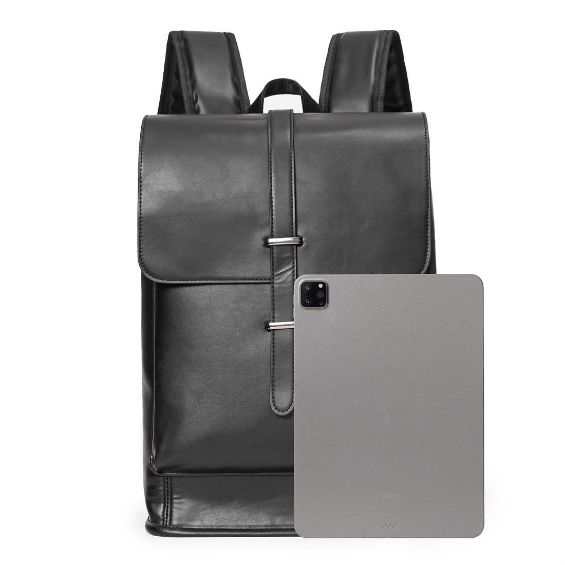 Black Oil Wax Leather Backpack 5