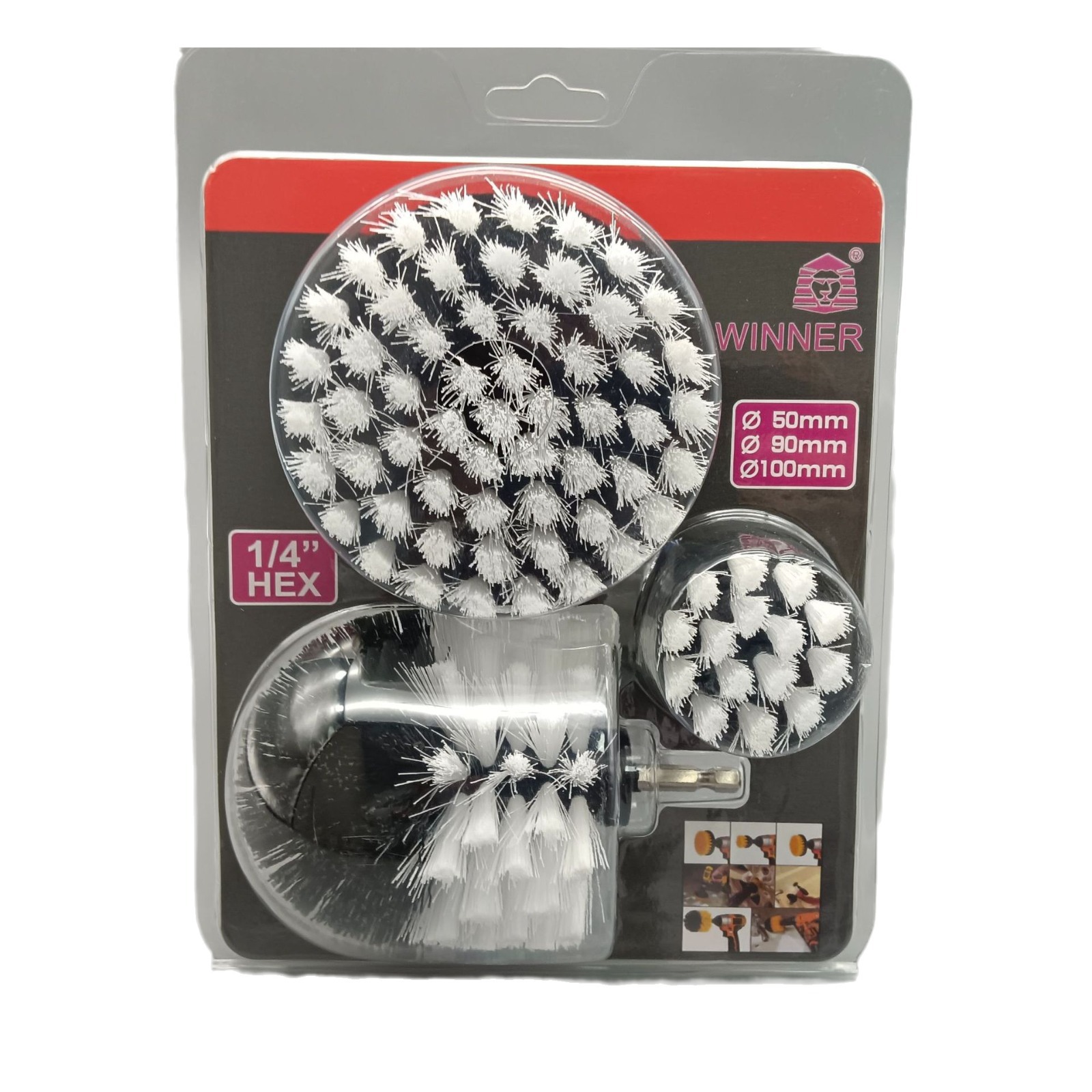 흰색; 전기 드릴 브러시 3 피스 버블 쉘 세트