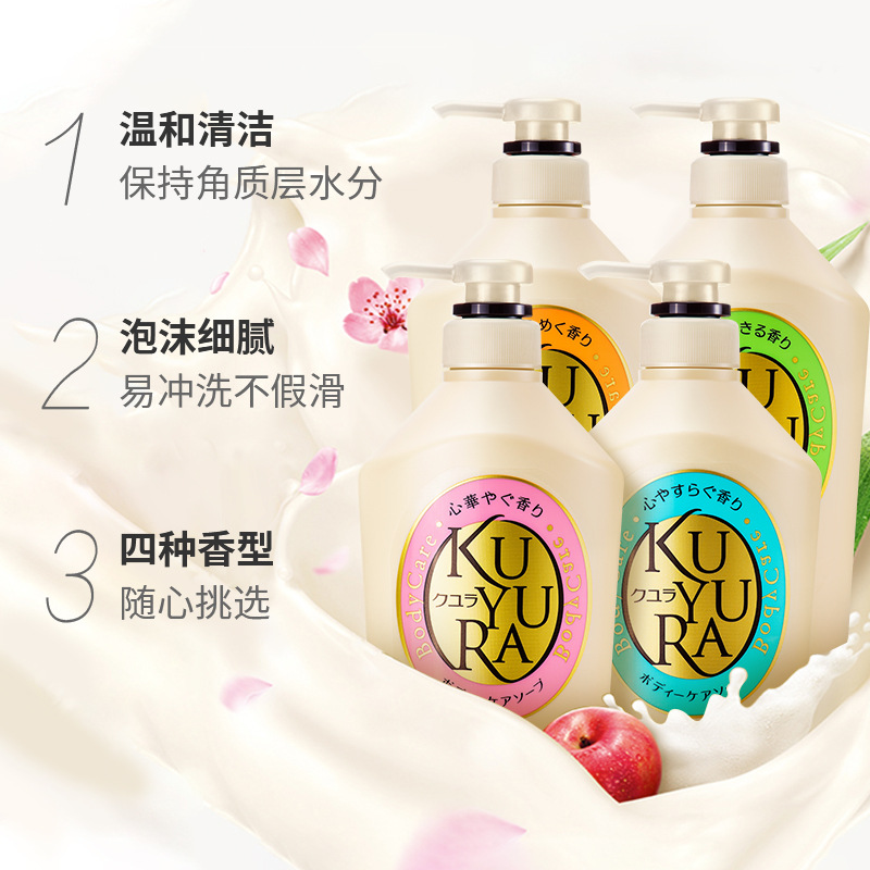 Skin Beauty Shower Gel 550ml Family Pack Natural Body Wash 4 Fragrances Moisturizing and Cleansing