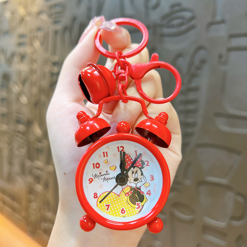 Creativo mini reloj de alarma llavero dibujos animados lindo coche pareja exquisita bolsa colgante pequeño regalo