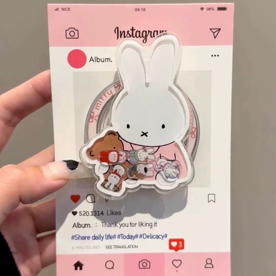Pink Miffy Rocking Toy Applicable Magsafe Magnetic Phone Holder, Extendable and Foldable, Convenient and Strong Suction