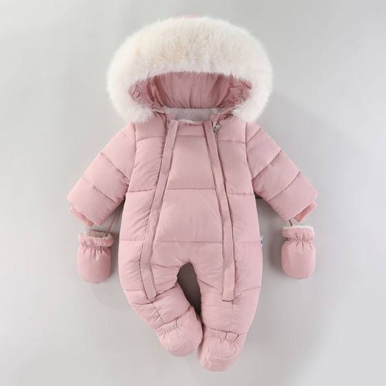 Baby clothes winter clothes newborn baby girl jumpsuit fleece-lined cotton-padded jacket for going out to hold clothes winter cotton-padded jacket
