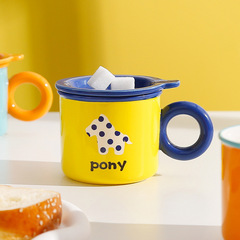 Reverse mug, household water cup, coffee cup, high-face value, girls 'cup, office ceramic cup with lid, high-face value