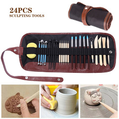 Pottery Tools Set of 24 Soft Clay Sculpting Tools, Modeling Knife, Rolling Pin, Pulling Tool, Imprinting Stone Sculpture Clay Tool