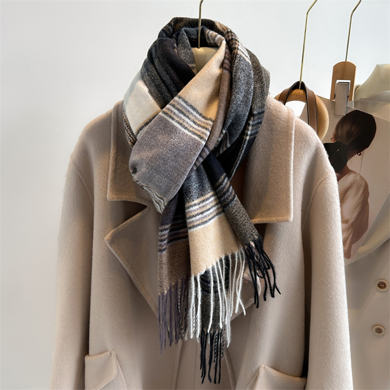 Business, Classic Style Style Women's Business Classic Style Color Block Imitation Cashmere Scarf