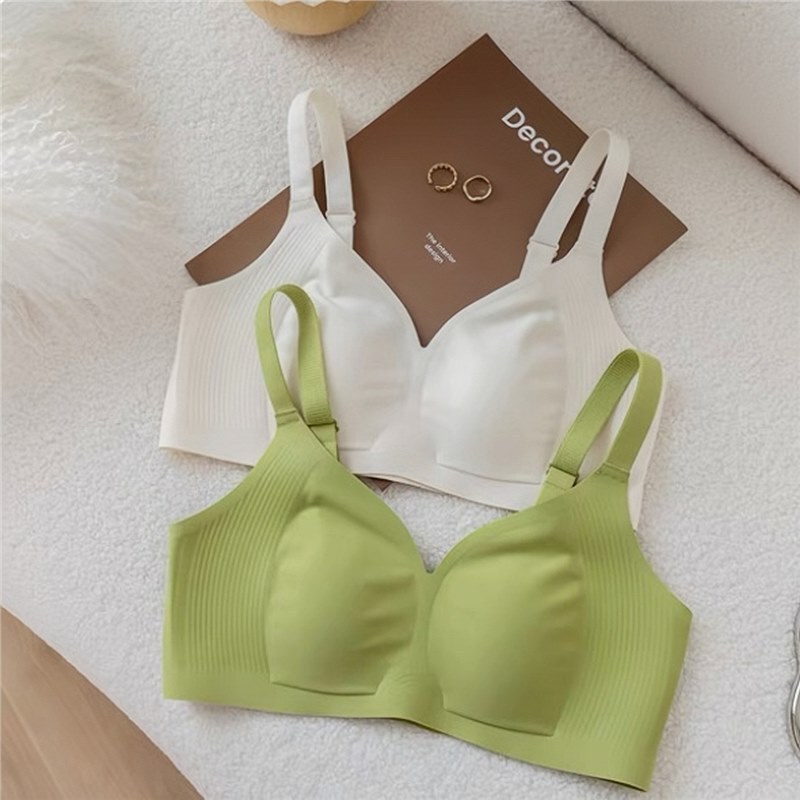 Large Bust Minimizing Thin Lightweight Seamless Bra for Women with Rabbit Ears, Wireless Soft Support Anti-Sagging Wrap-Around Bra
