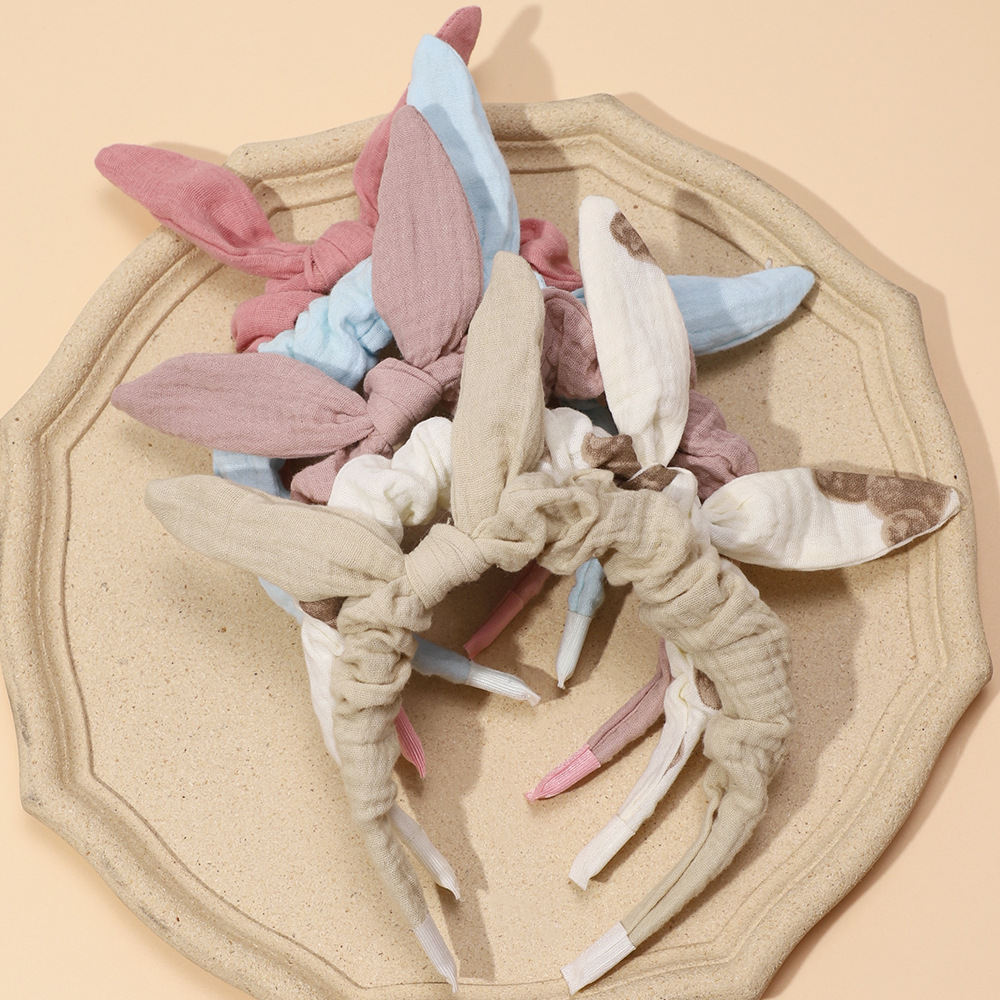 European and American new children's hair accessories solid color bow girls all-match headband baby cotton headband hairpin wholesale_voghion.com