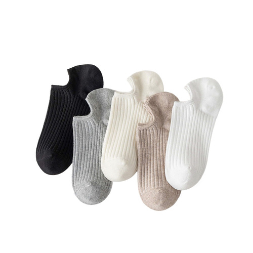 Socks women's summer double-needle invisible socks solid color cotton socks Japanese all-match non-slip spring and summer short socks automatic distribution